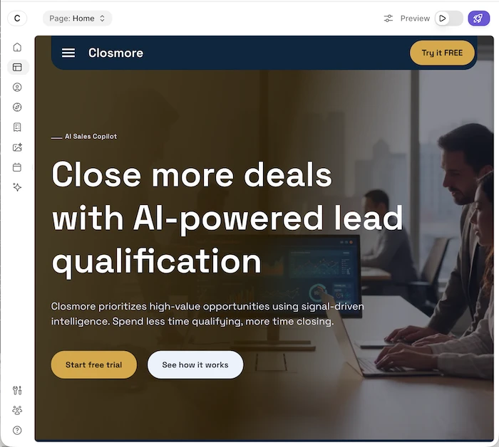 Closmore-builder-durable-ai-website-builder